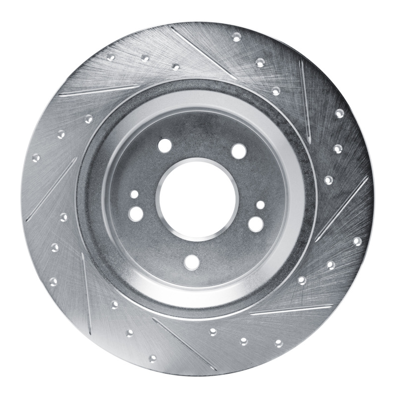 Hyundai SANTA FE Brake Rotor (1) - Rear Left - R1 Concepts - Drilled & Slotted - Silver - `21-`25
